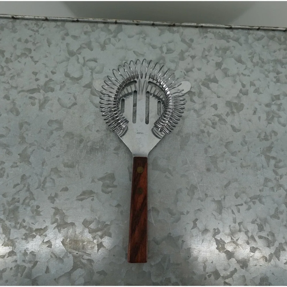 Vintage Hawthorne Cocktail Strainer Stainless Steel Wood‎ Handle Japan Barware